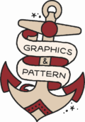 Oldschool Anker Design mit Banner, erstellt mit den Tattoo Art Brushes & Sailor's Diary Font im Banner "Graphics & Pattern" in Illustrator